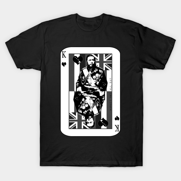 King of Hawai'i Kalakaua (grayscale) by Hawaii Nei All Day T-Shirt by hawaiineiallday